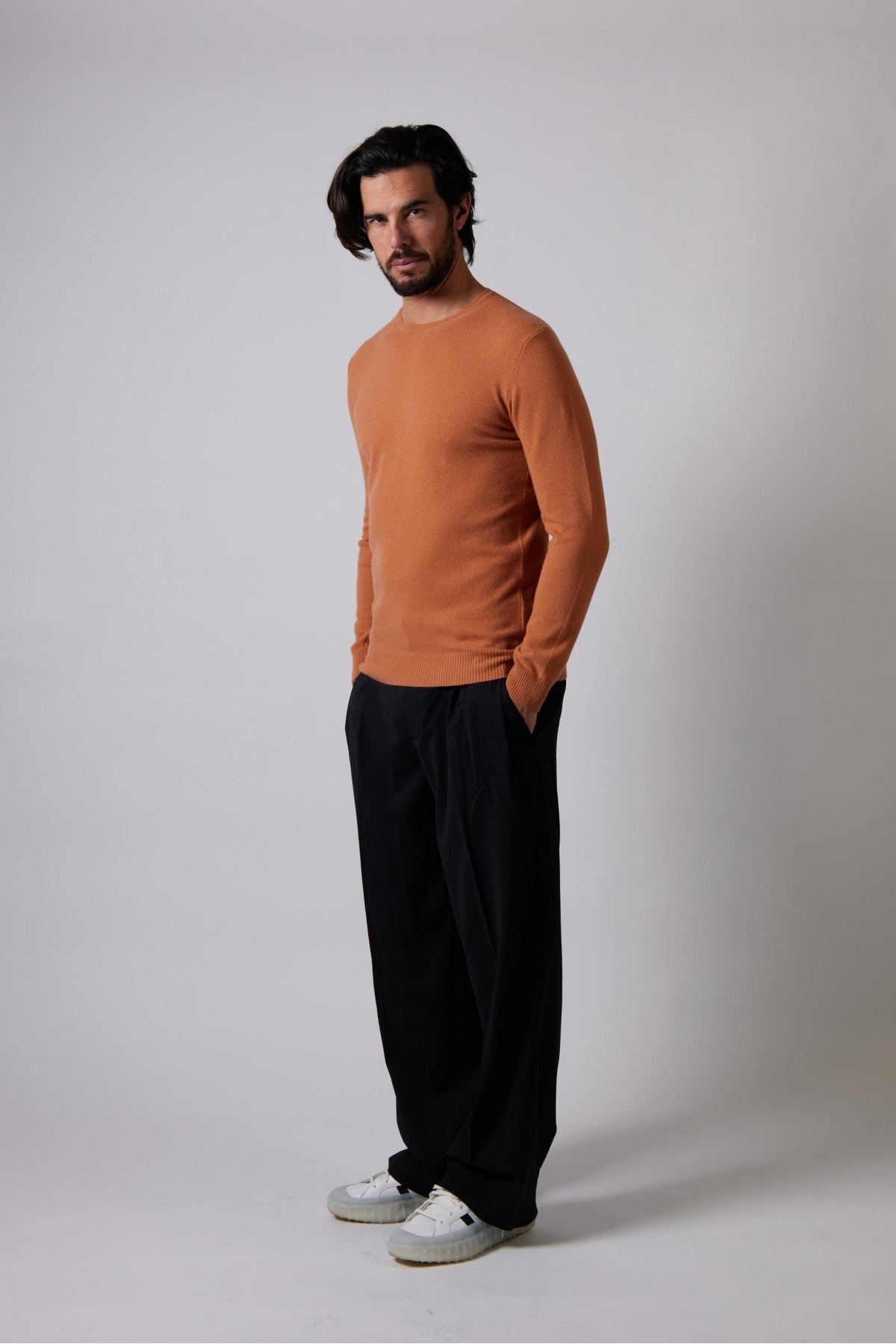 Merino cashmere shaved crew neck
